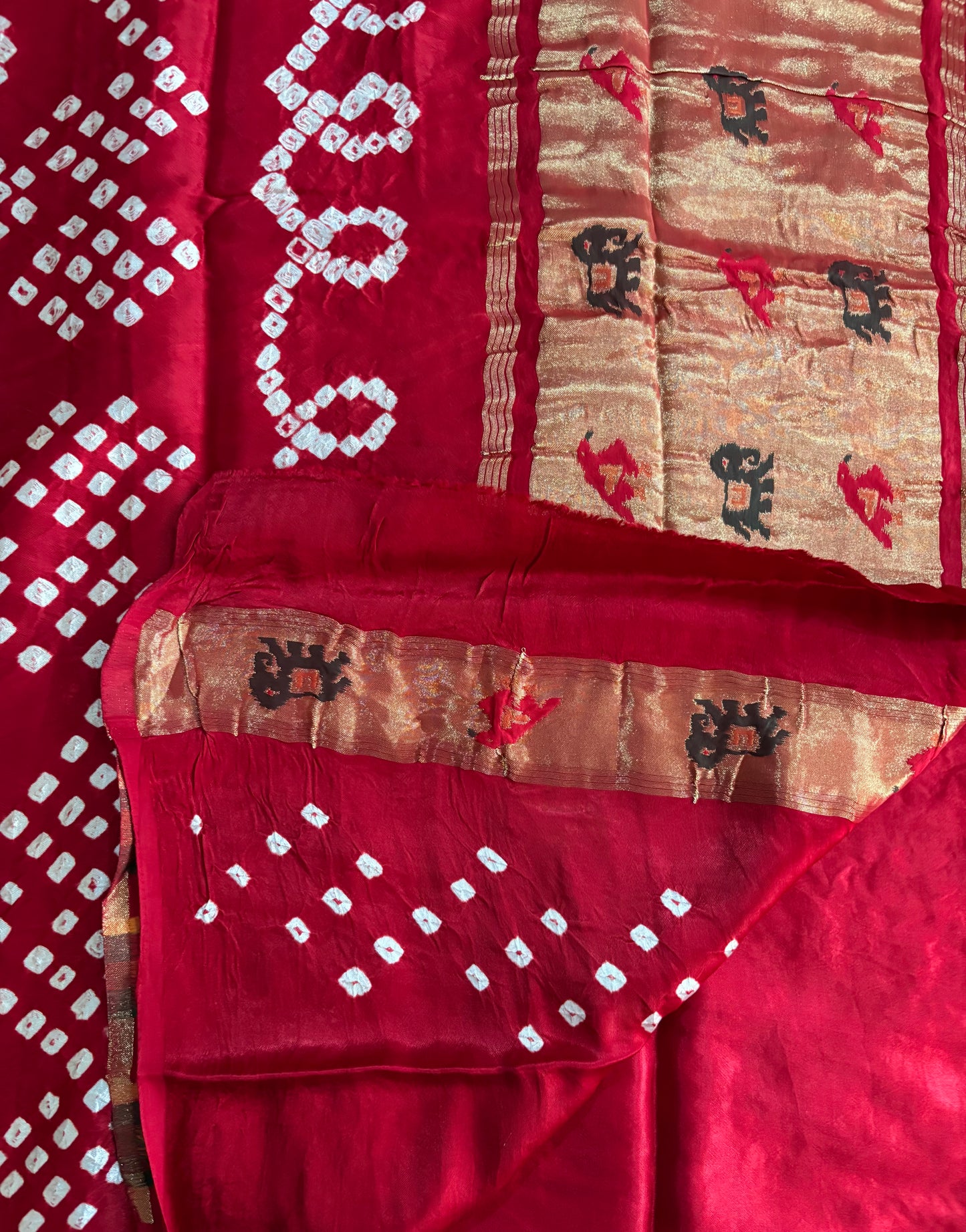 Brick red Bandhini saree