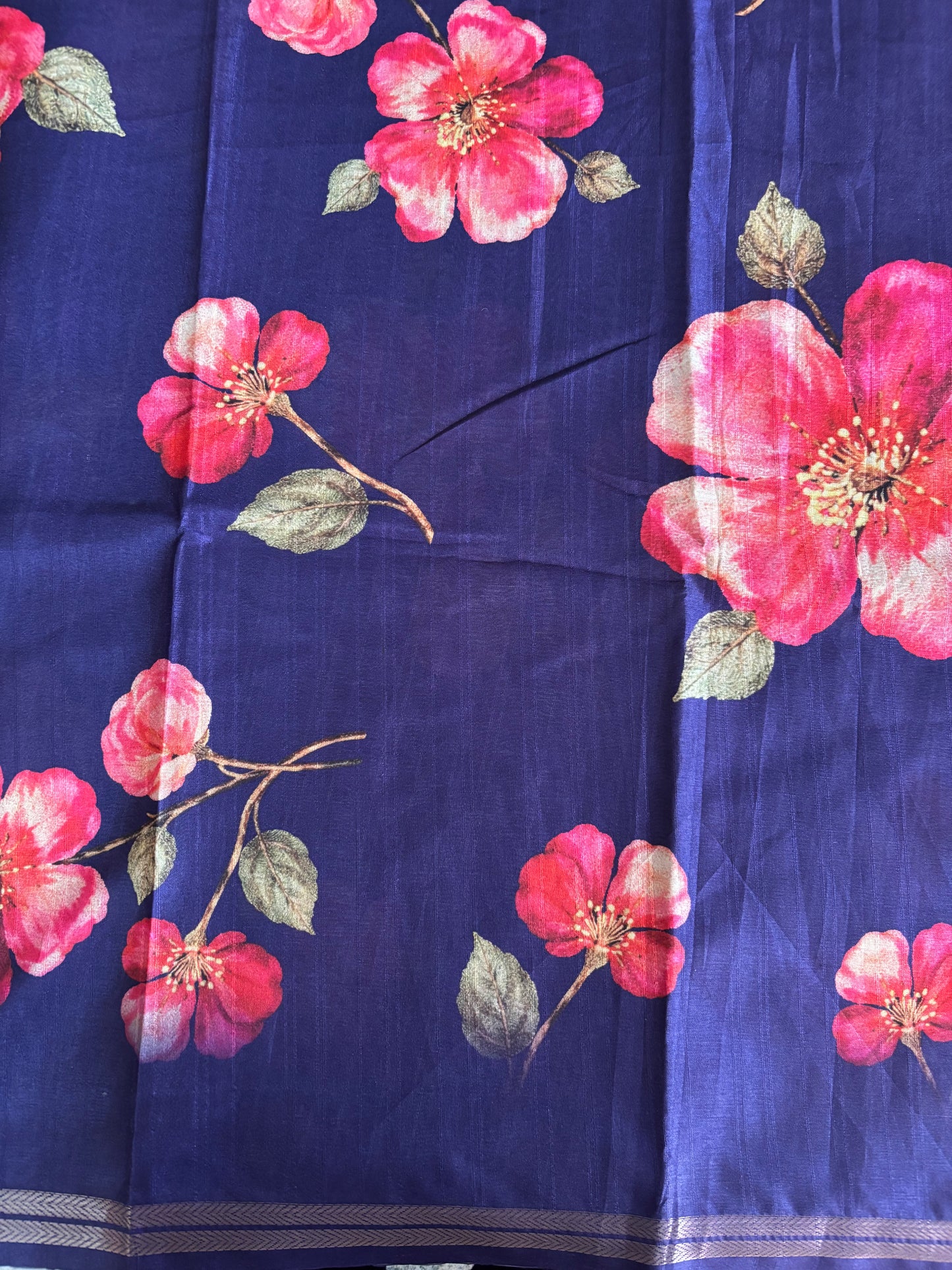 Purple semi tussar with digital prints