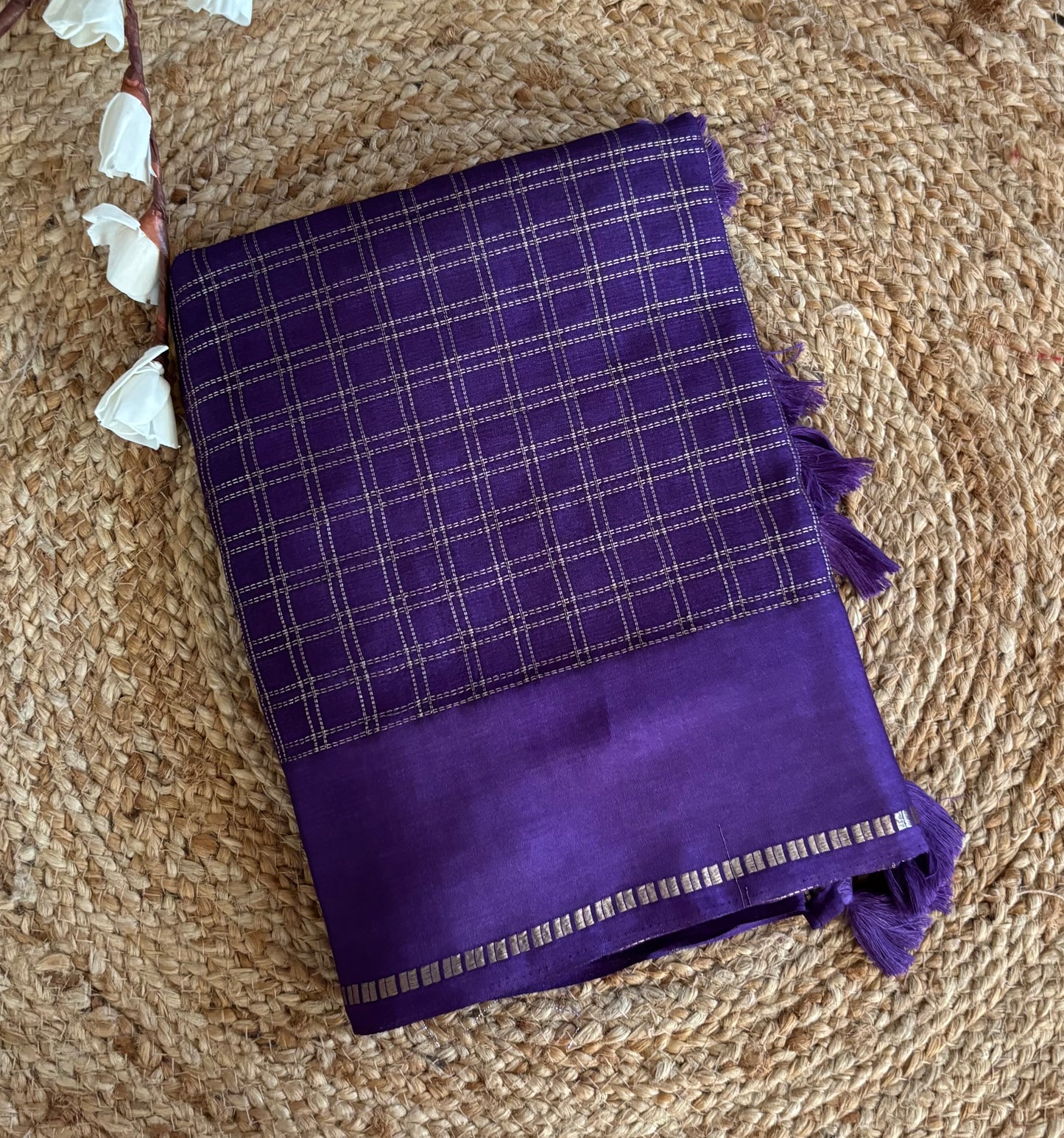 Purple soft tussar silk saree
