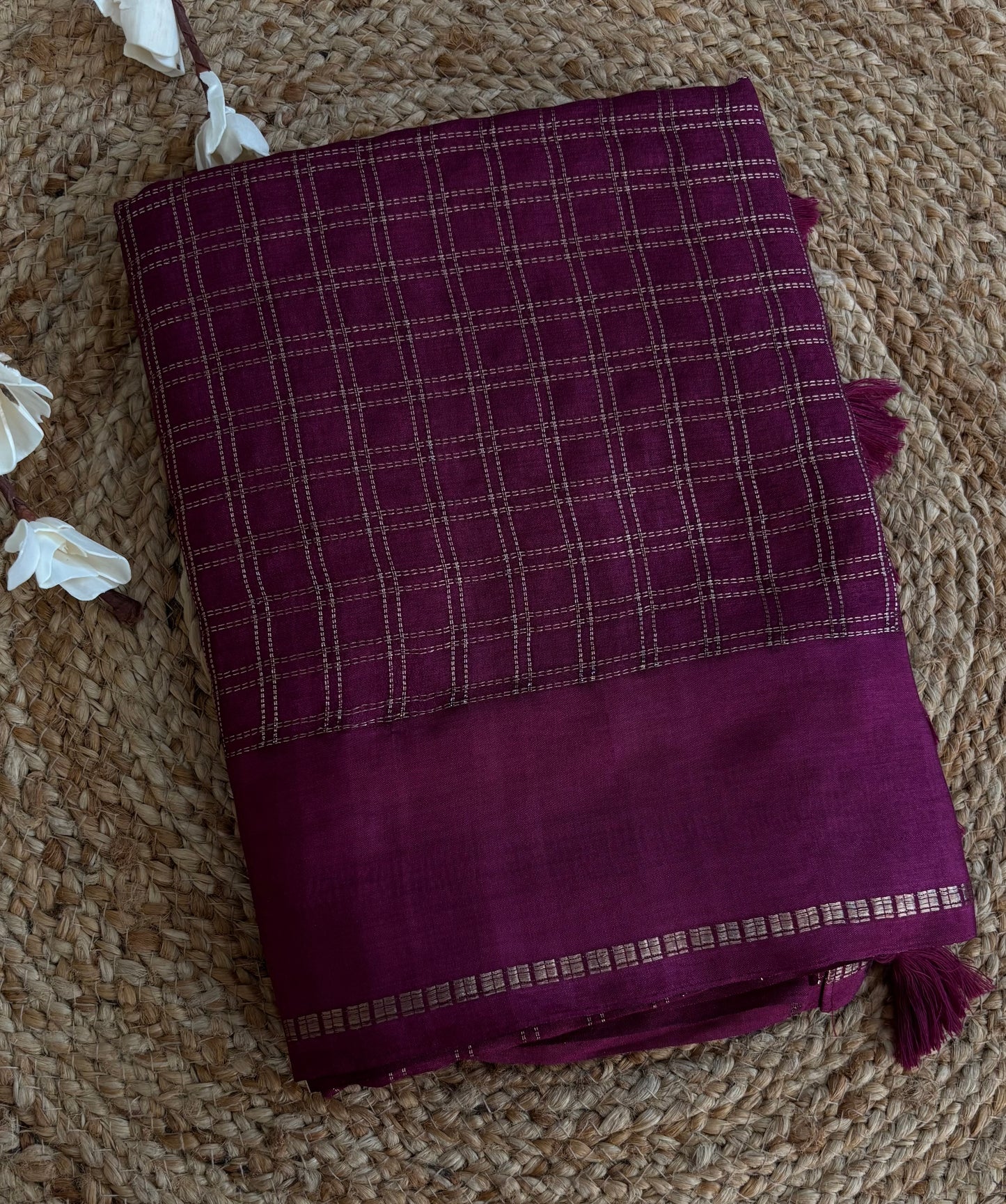 Magenta soft tussar silk saree