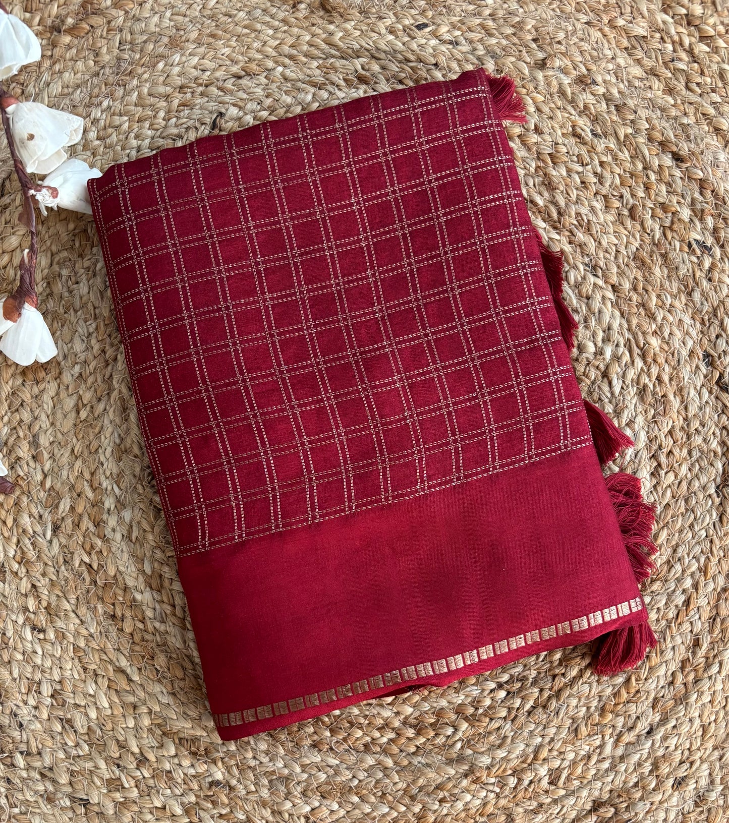 Maroon soft tussar silk saree