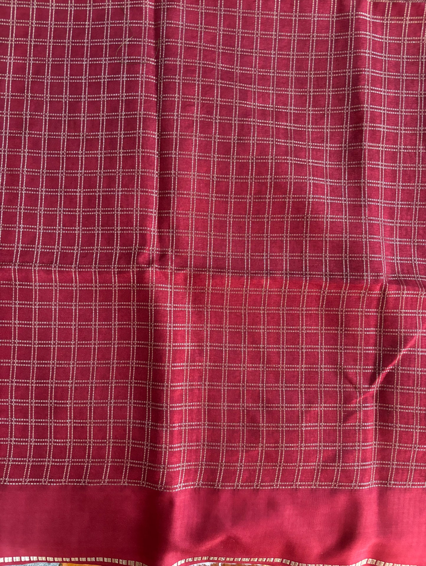 Maroon soft tussar silk saree