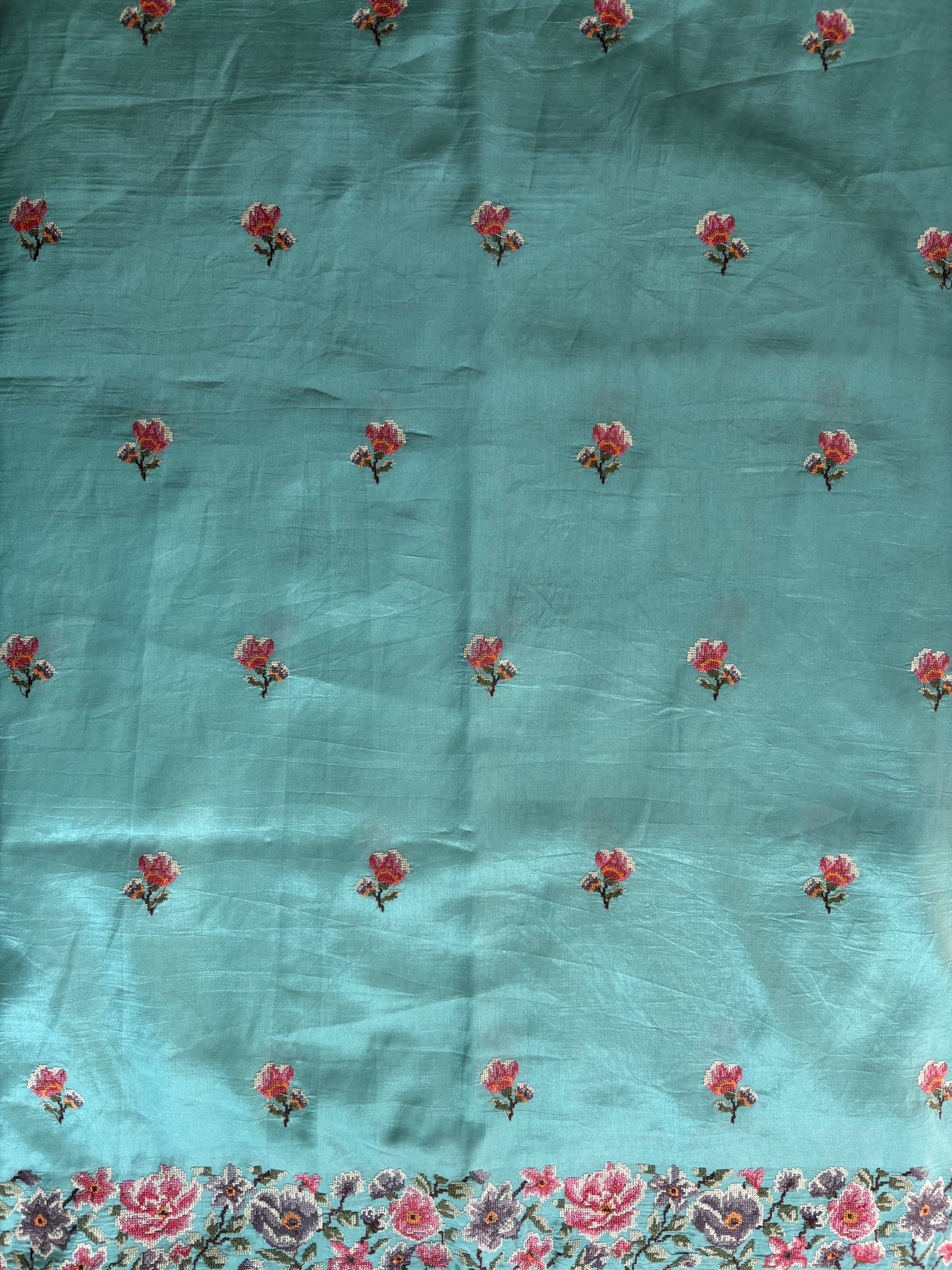 Sea green Raw silk saree