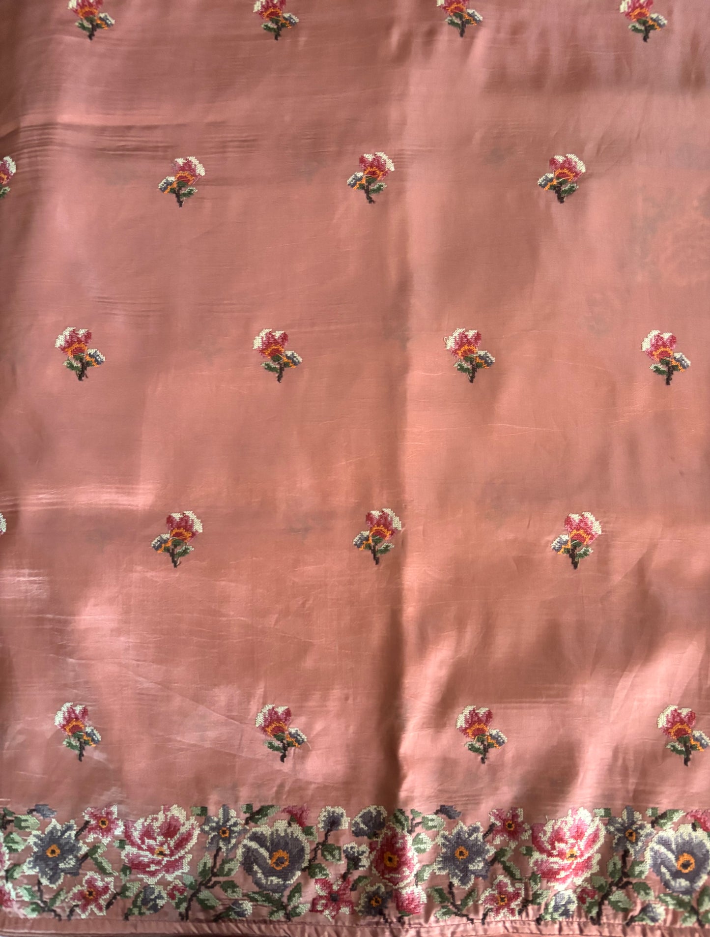 Peach Raw silk saree