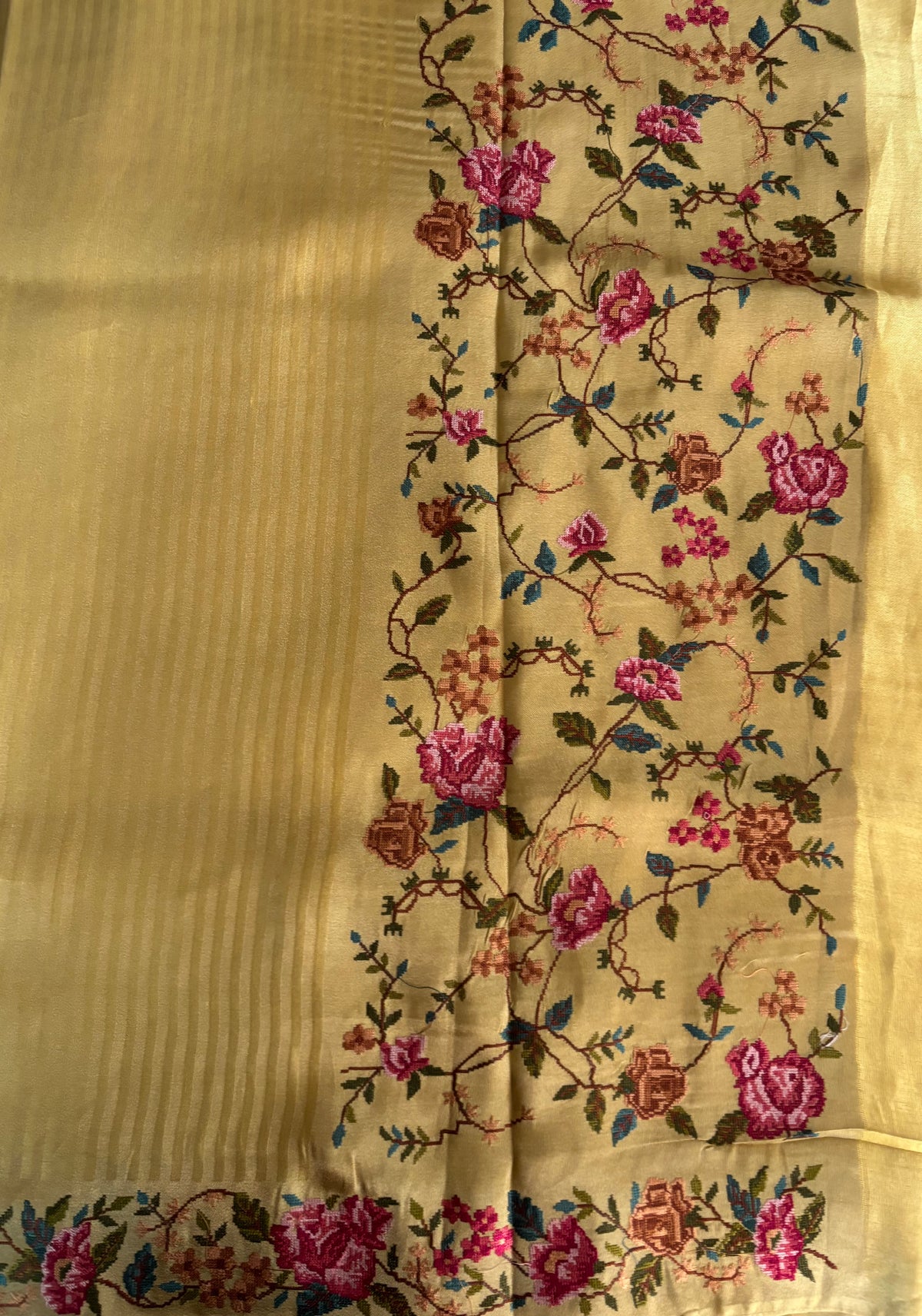 Mustard tissue silk saree with petite embroidery