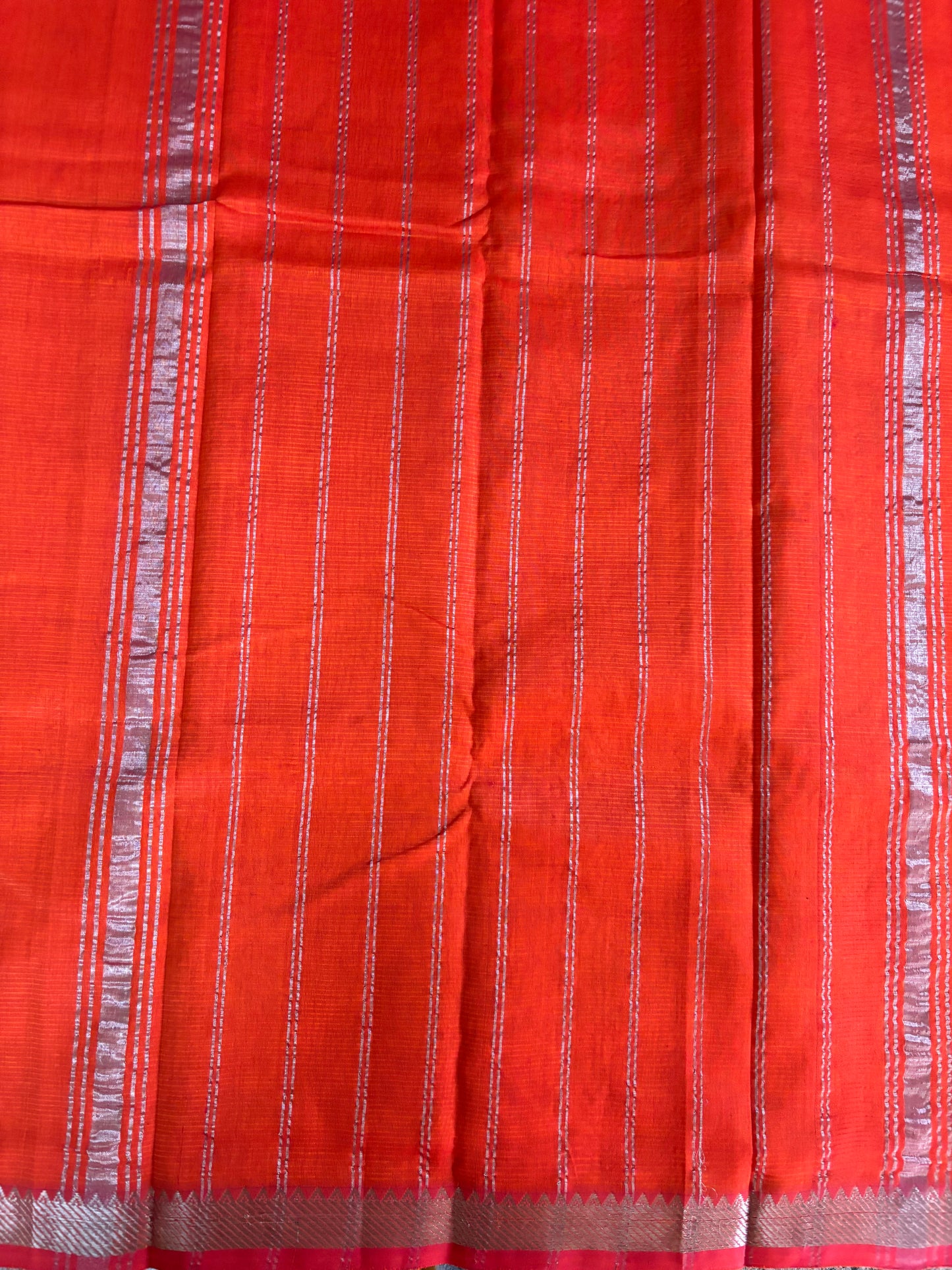 Orange Mangalgiri pattu with digital blouse