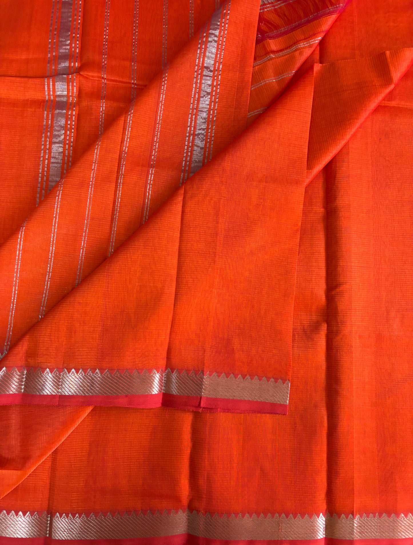 Orange Mangalgiri pattu with digital blouse