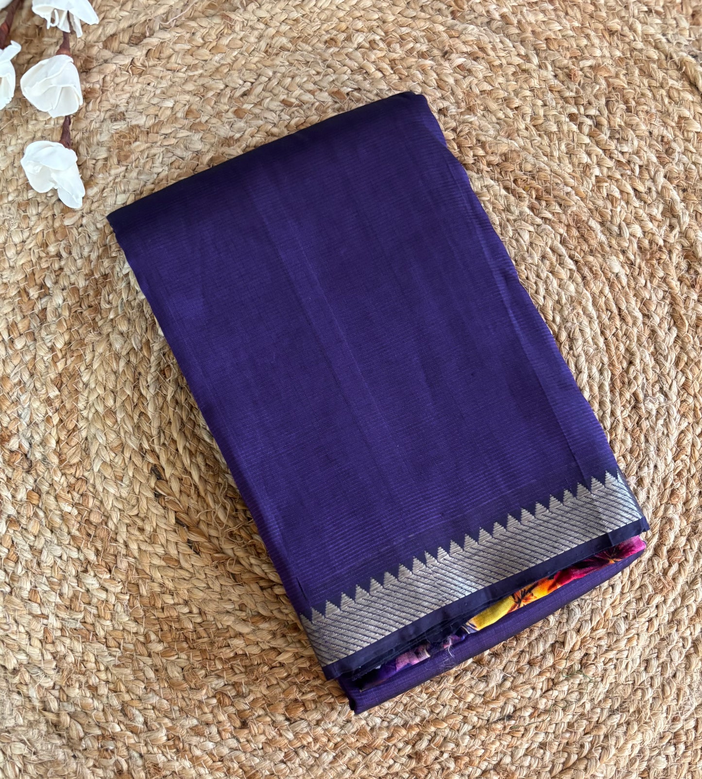 Purple Mangalgiri pattu with digital blouse