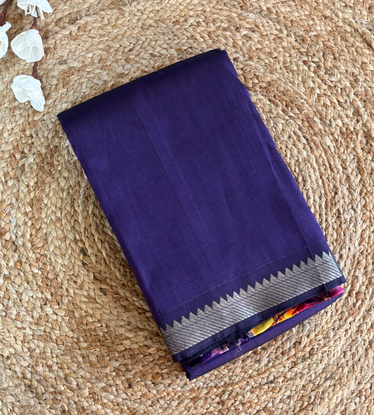 Purple Mangalgiri pattu with digital blouse
