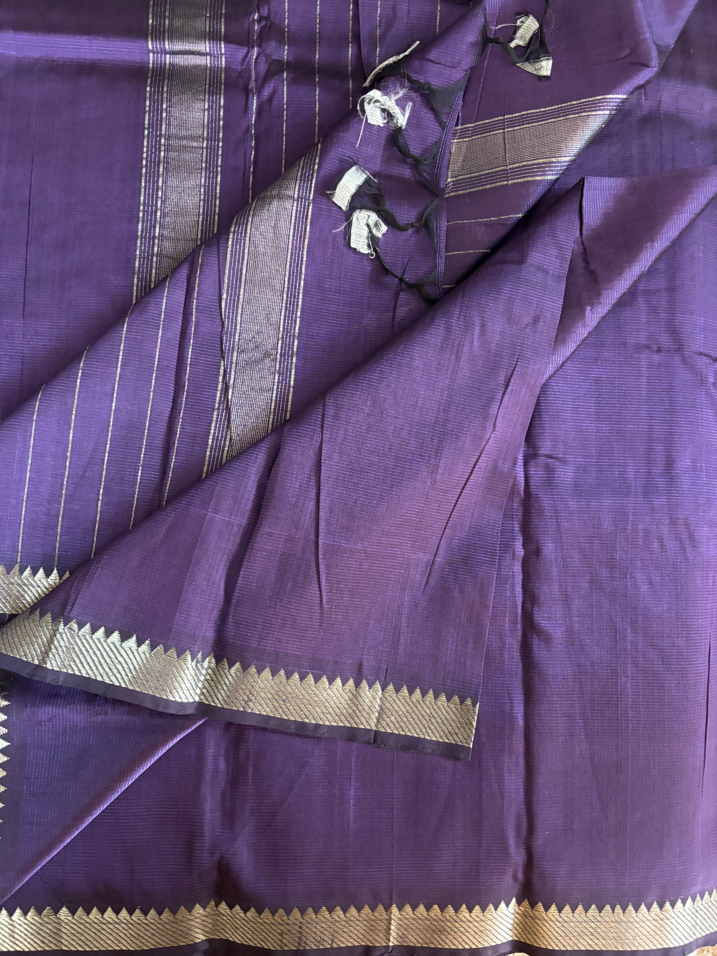 Purple Mangalgiri pattu with digital blouse