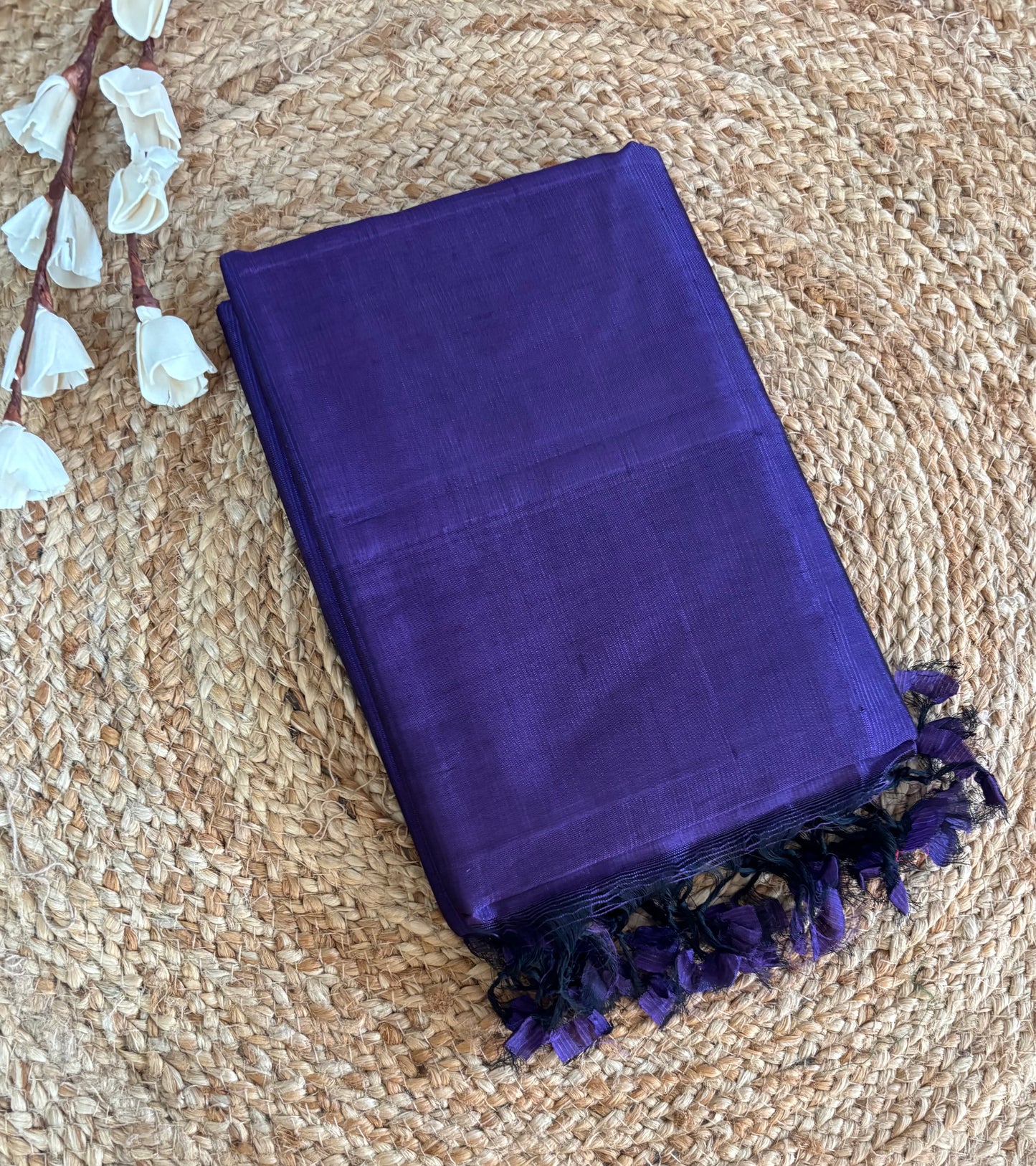 Purple Mangalgiri pattu with kalamkari blouse