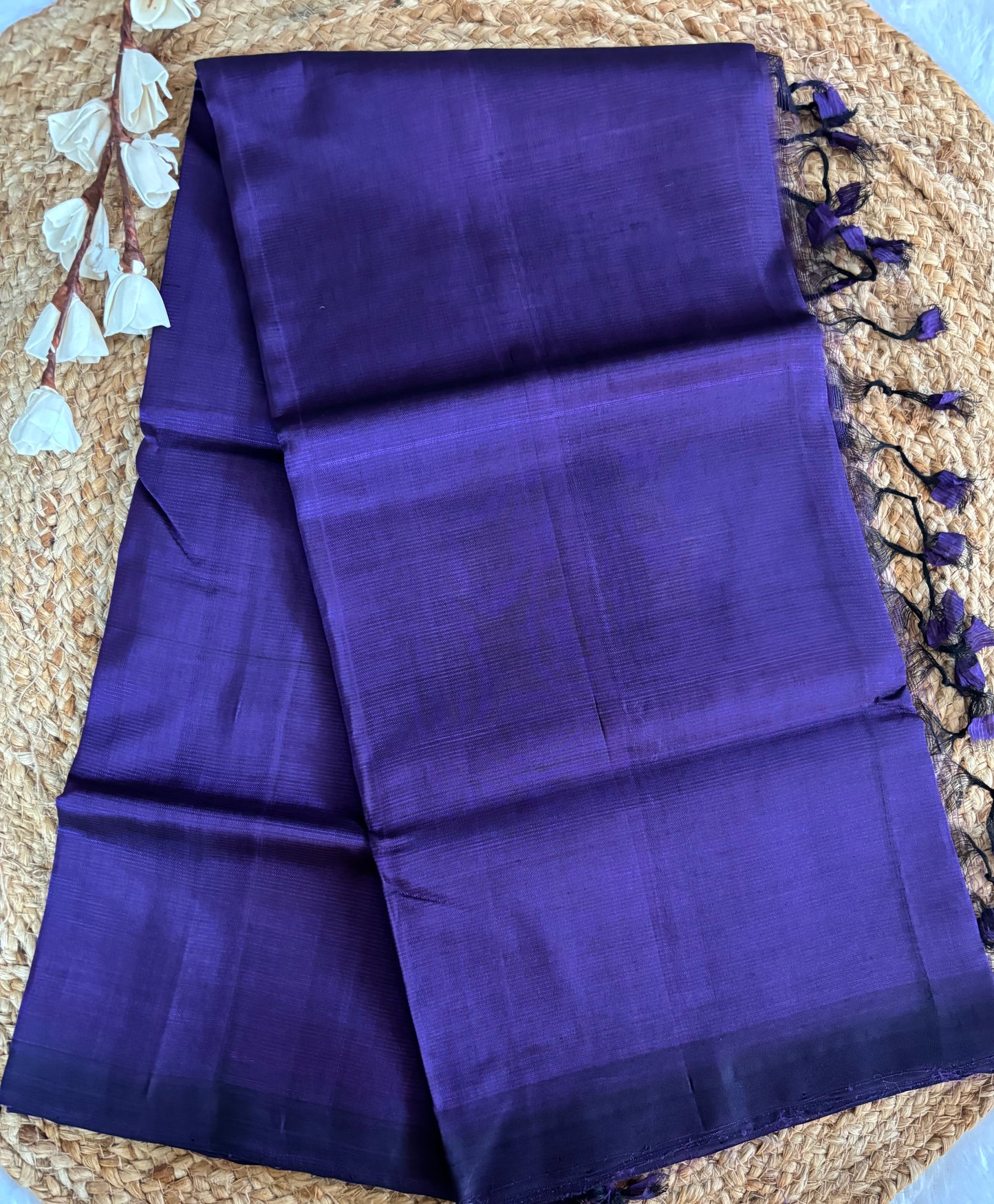 Purple Mangalgiri pattu with kalamkari blouse