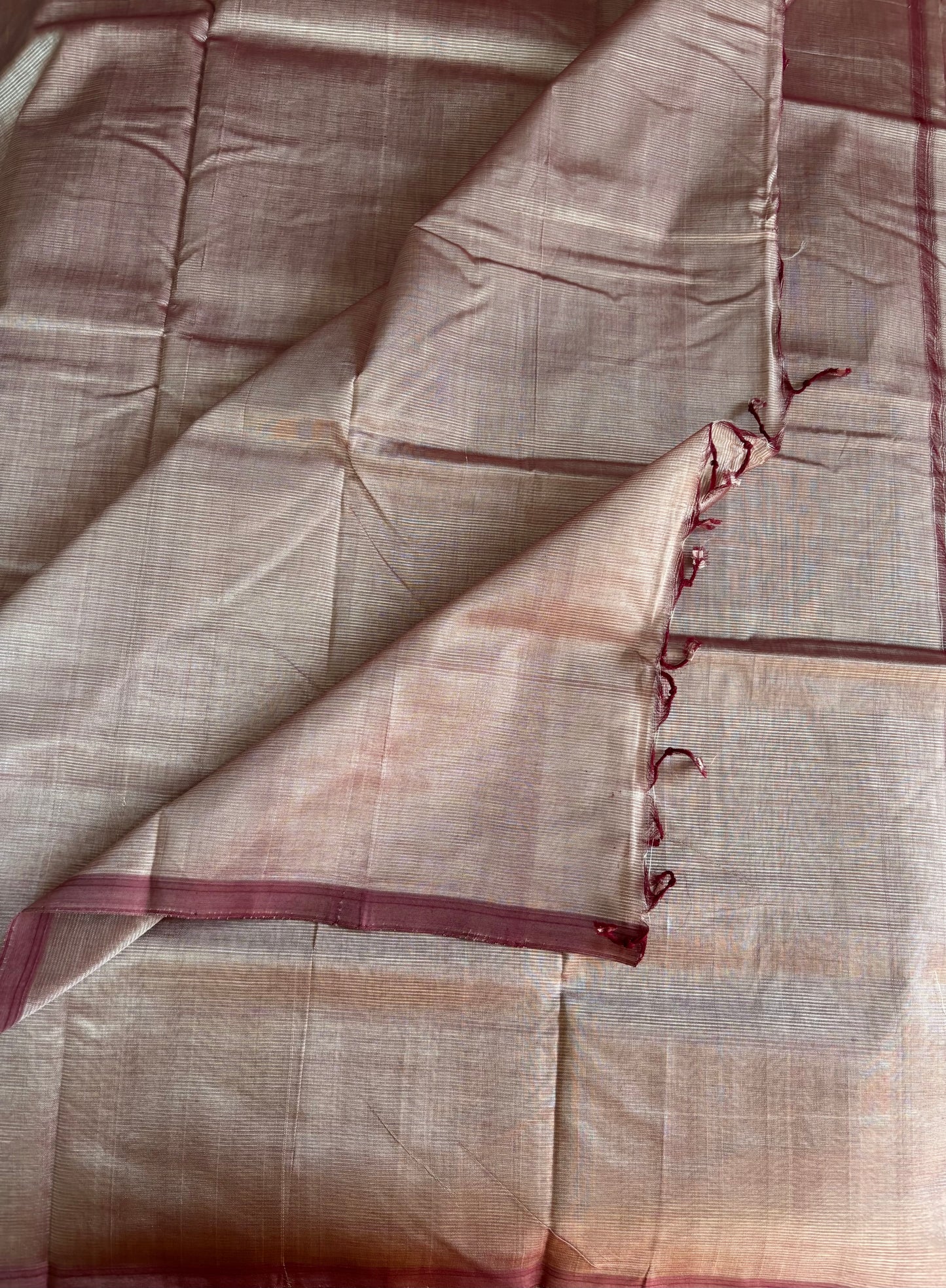 Sandal Mangalgiri pattu with Kalamkari blouse