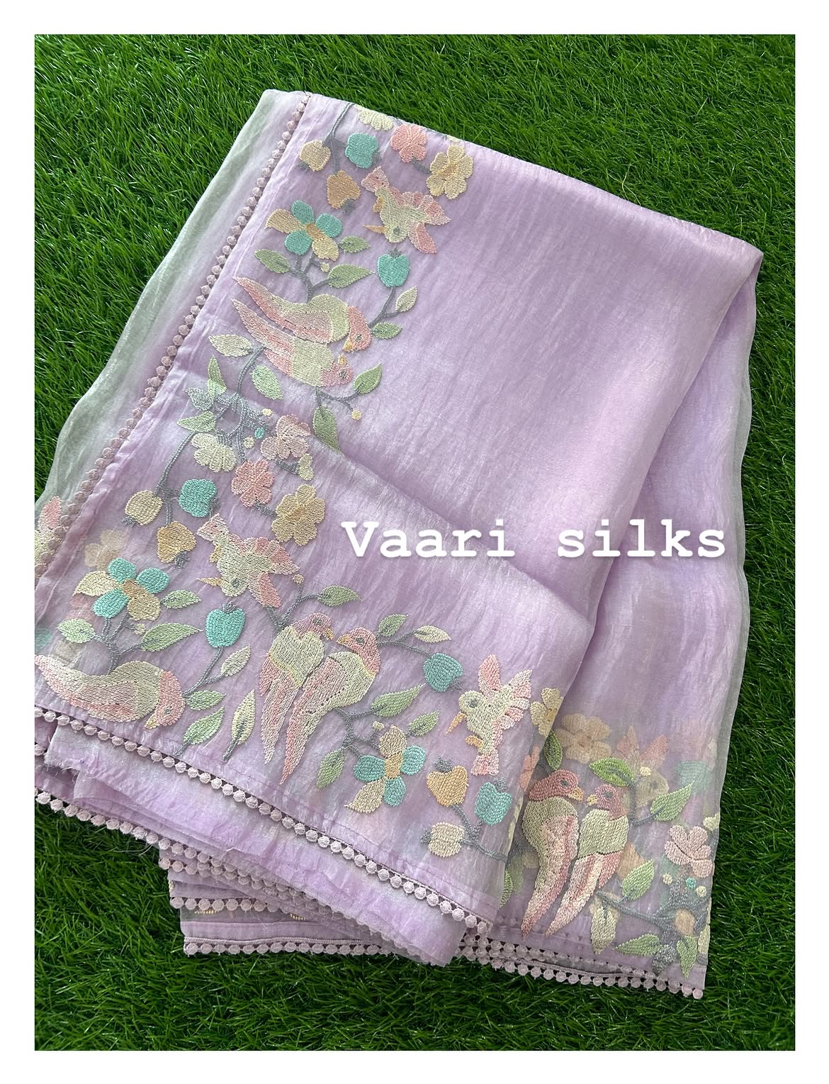 Lavender organza tissue saree