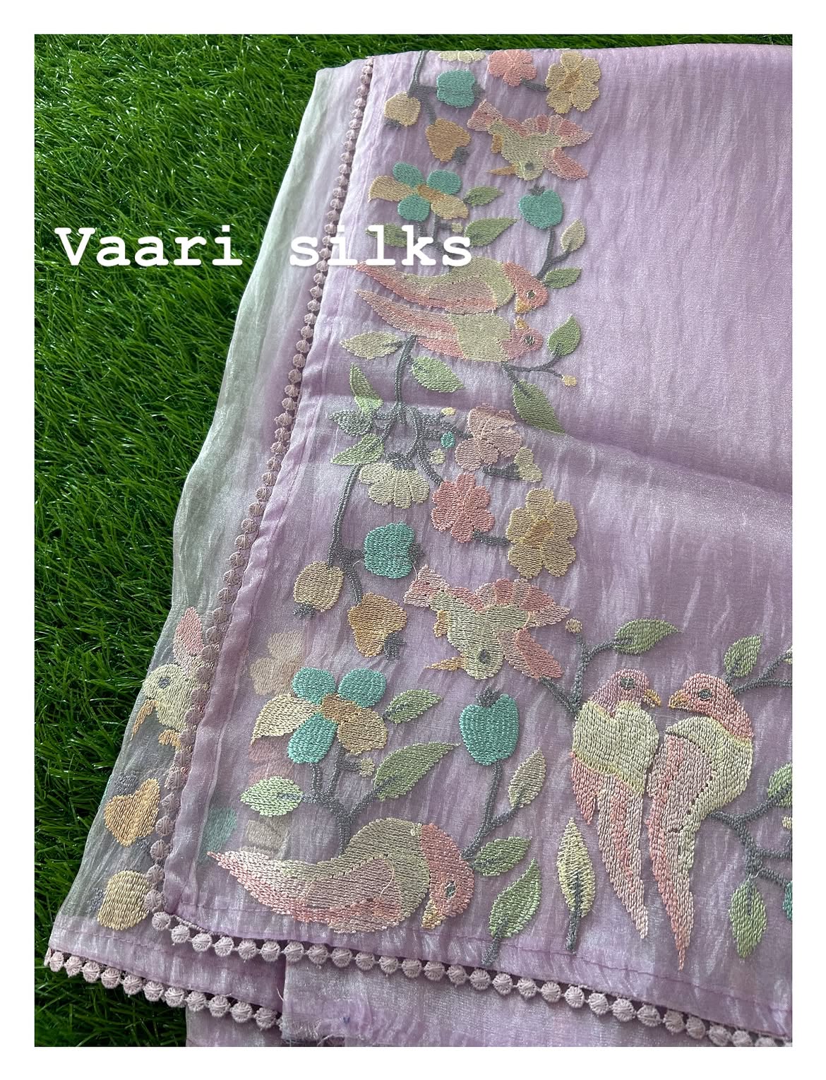 Lavender organza tissue saree
