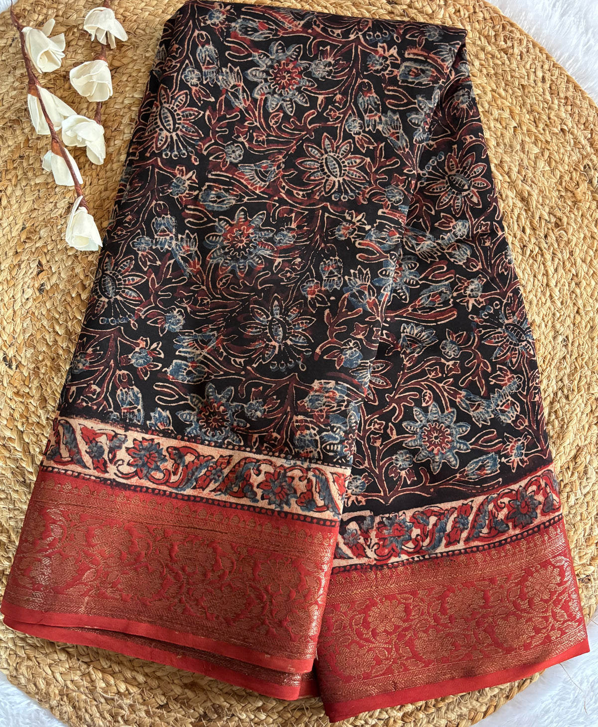 Pure chanderi Ajrakh silk saree