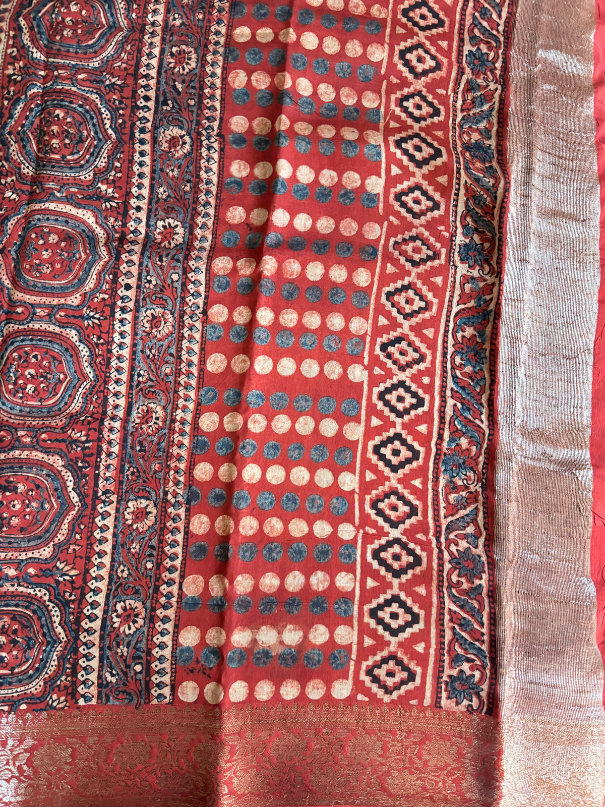 Pure chanderi Ajrakh silk saree