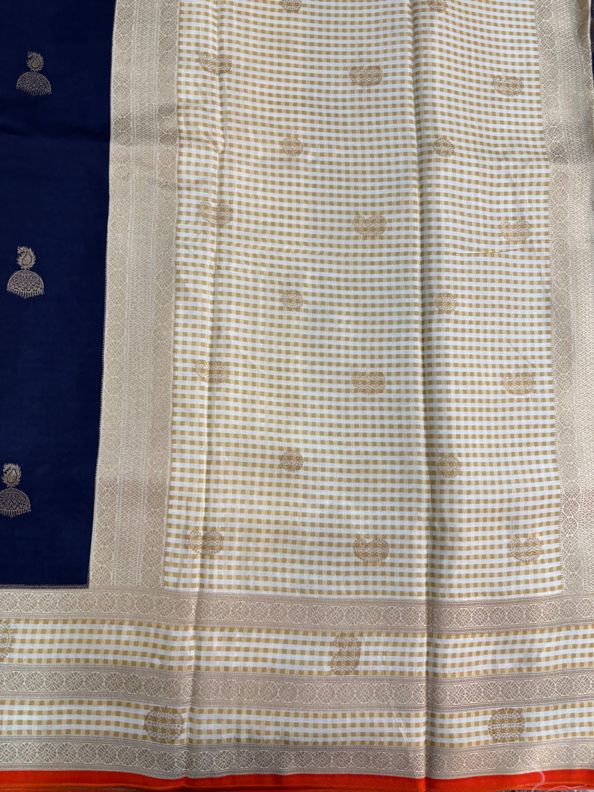 Navy blue dola crepe saree