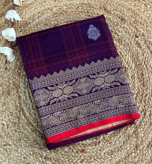 Purple viscose crepe silk saree