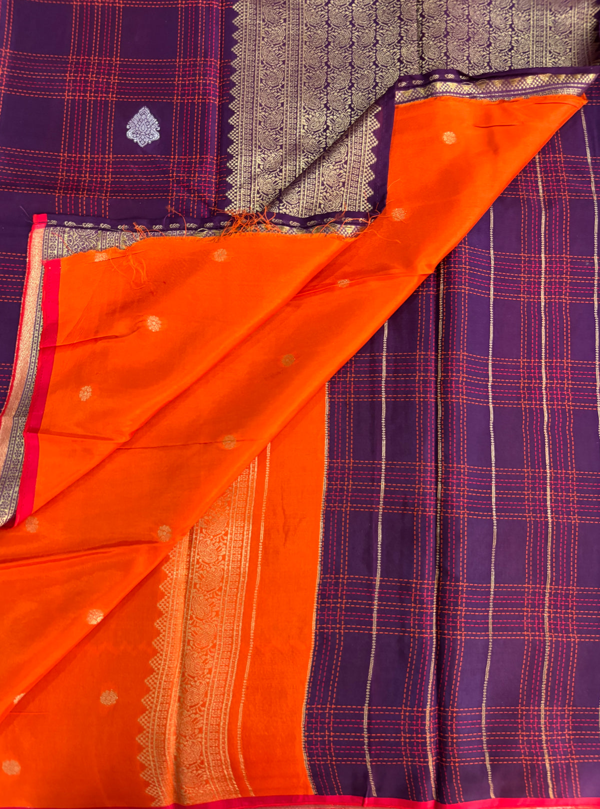 Purple viscose crepe silk saree