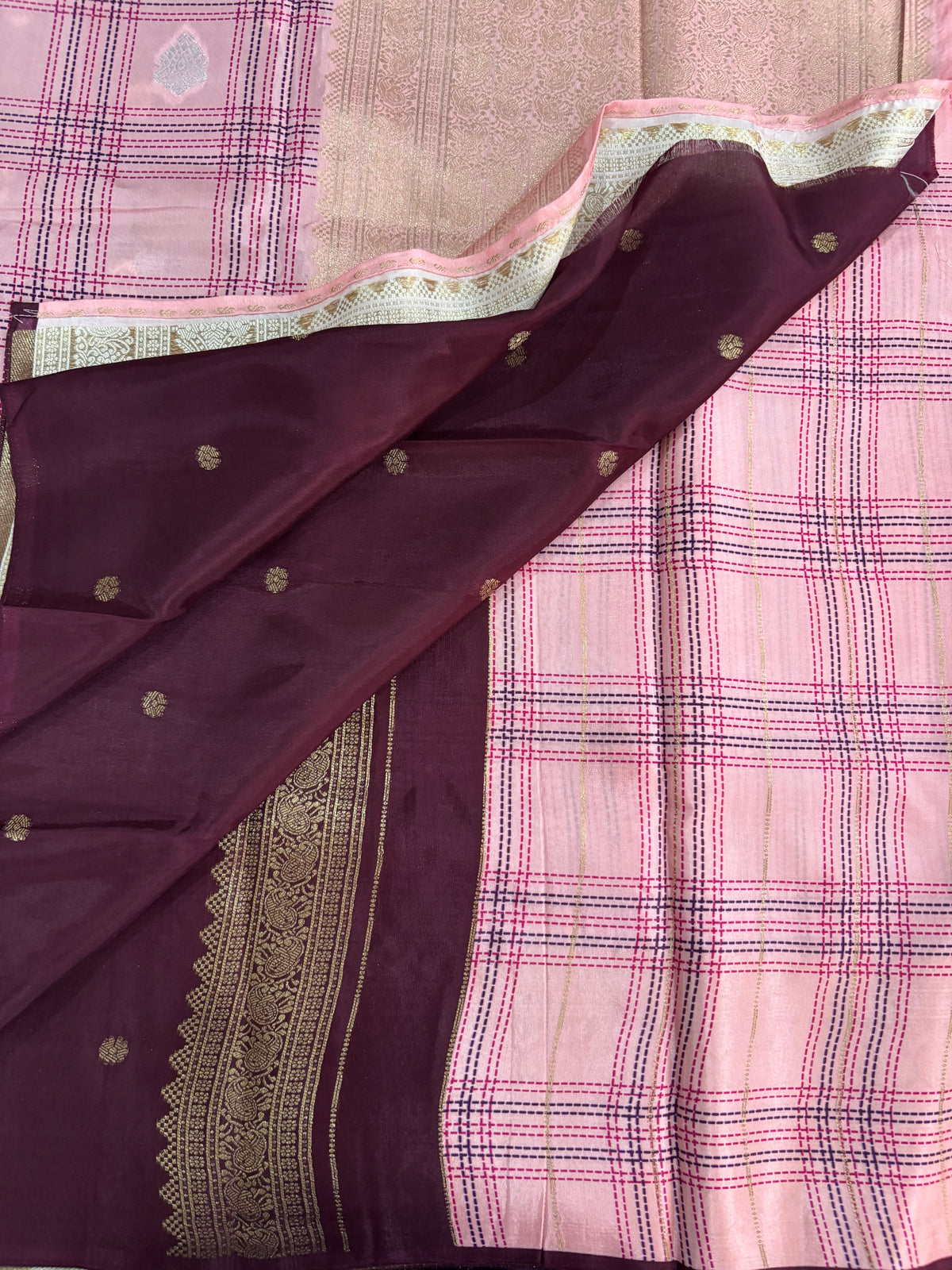 Baby pink viscose crepe silk saree