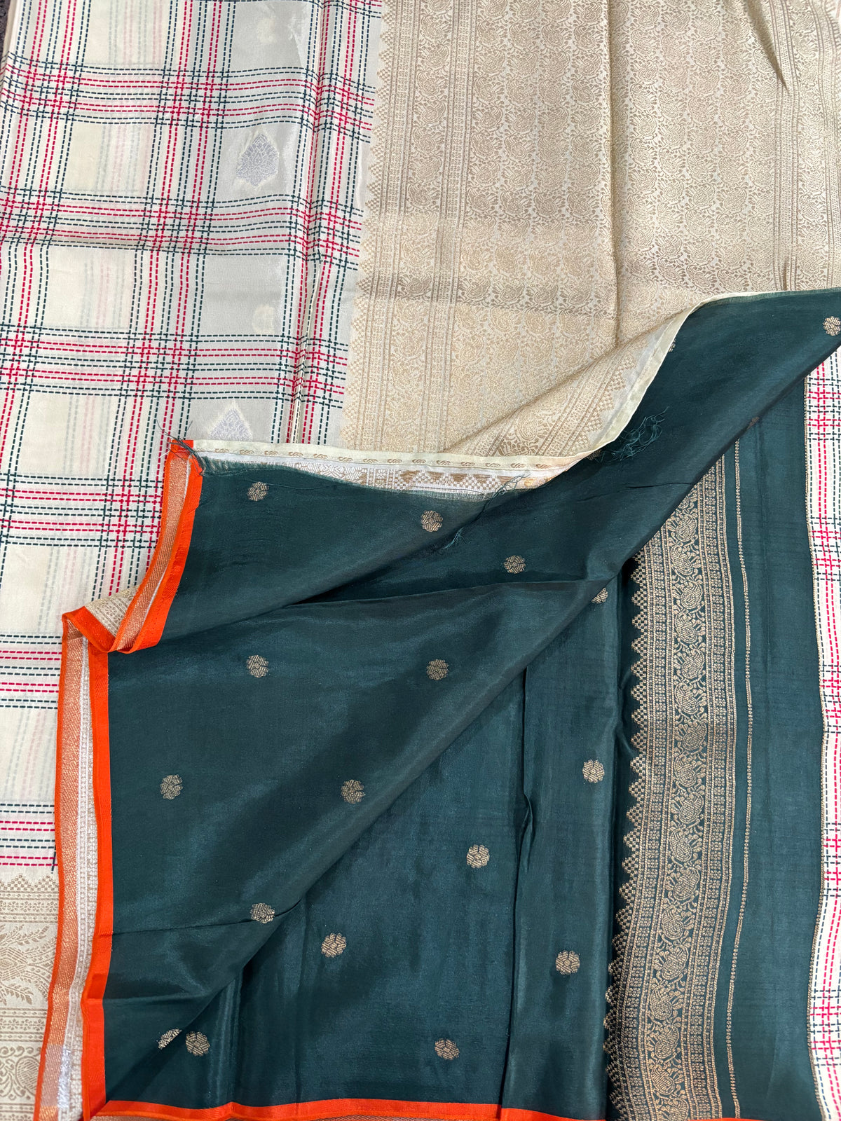 Off white viscose crepe silk saree