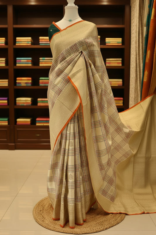 Off white viscose crepe silk saree