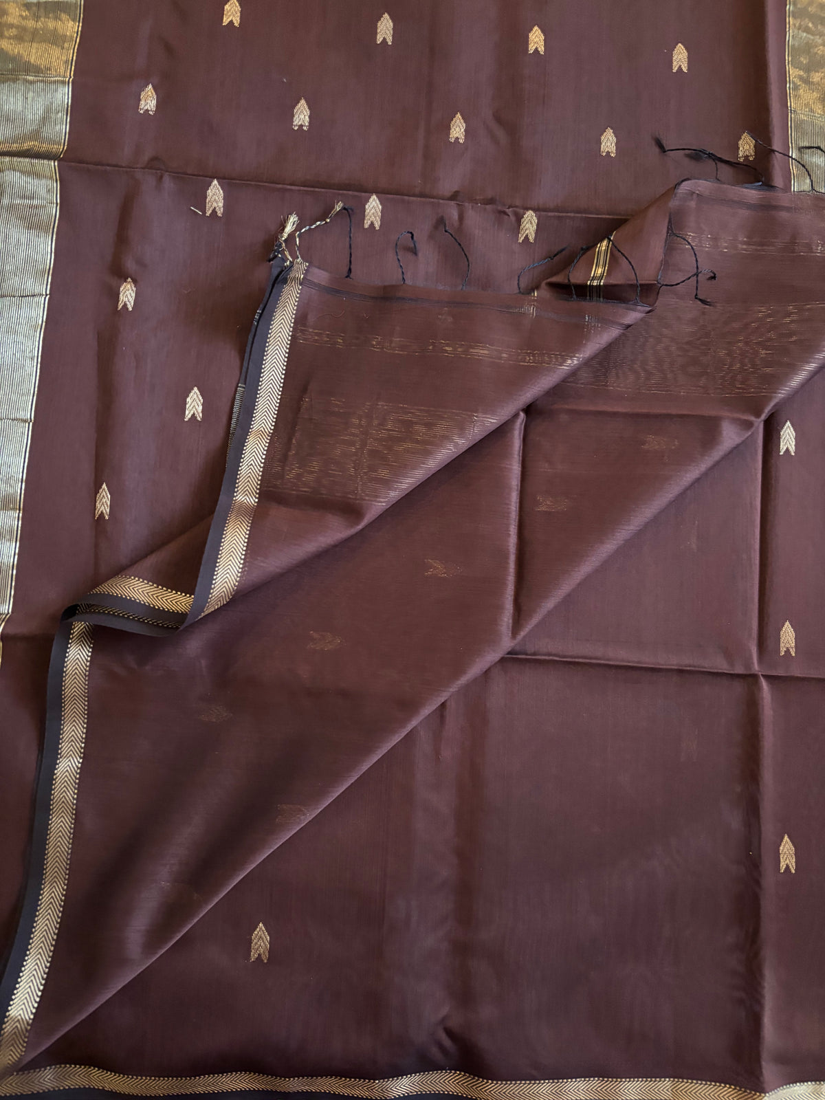 Coffee brown Maheshwari silk saree