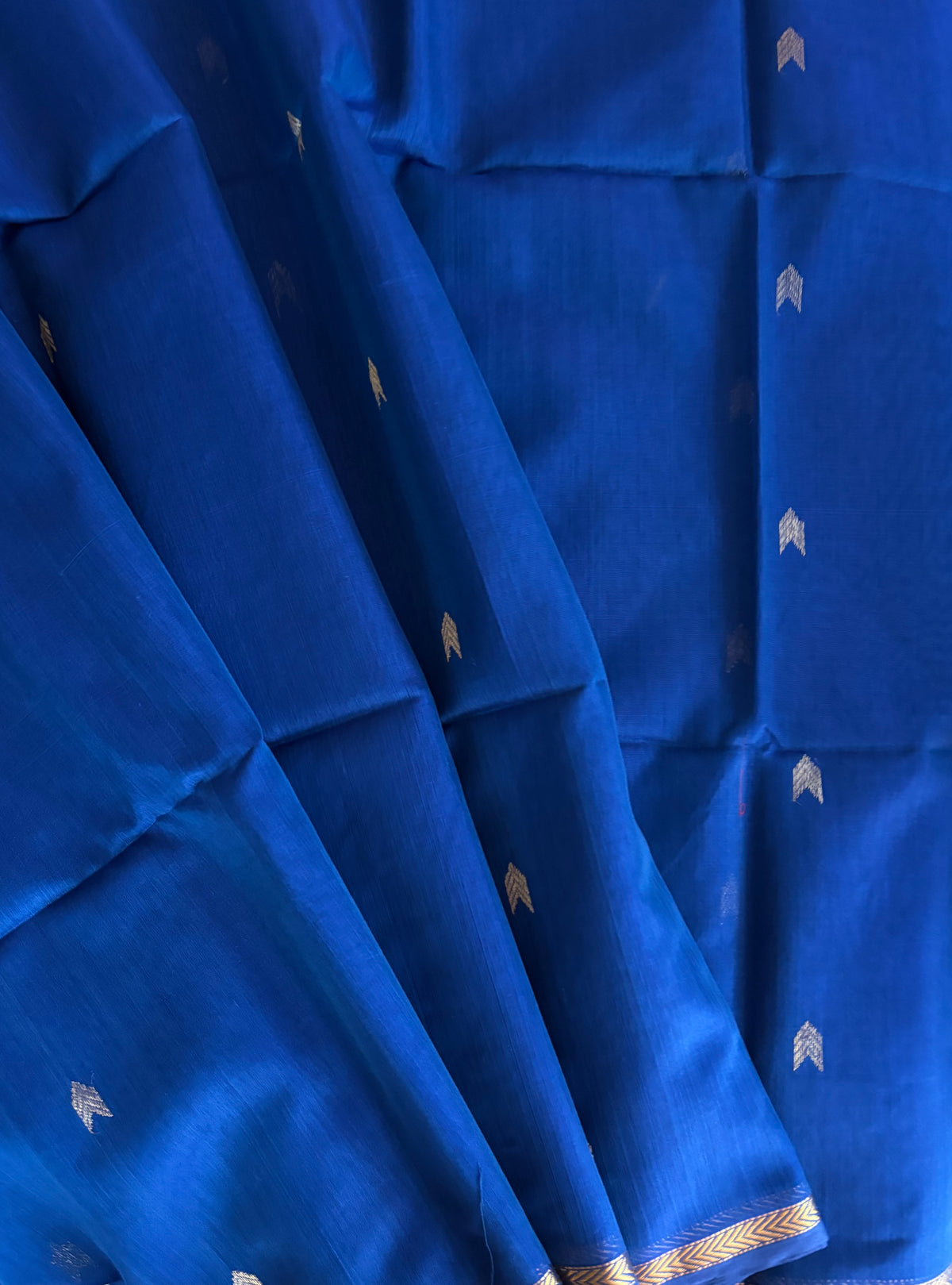 Peacock blue Maheshwari silk saree