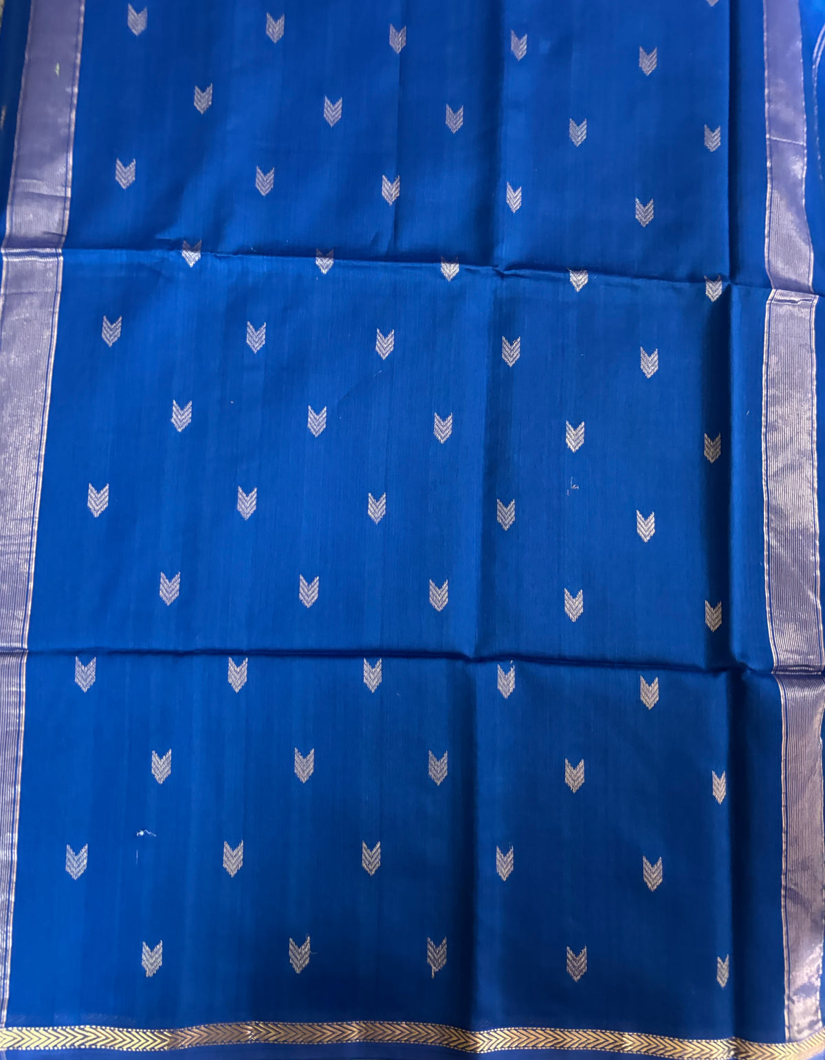 Peacock blue Maheshwari silk saree
