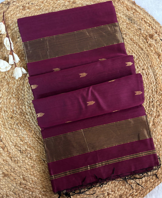 Magenta pure Maheshwari silk
