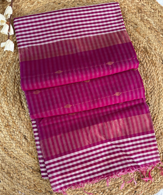 Wine madras checks Maheshwari silk cotton sarees