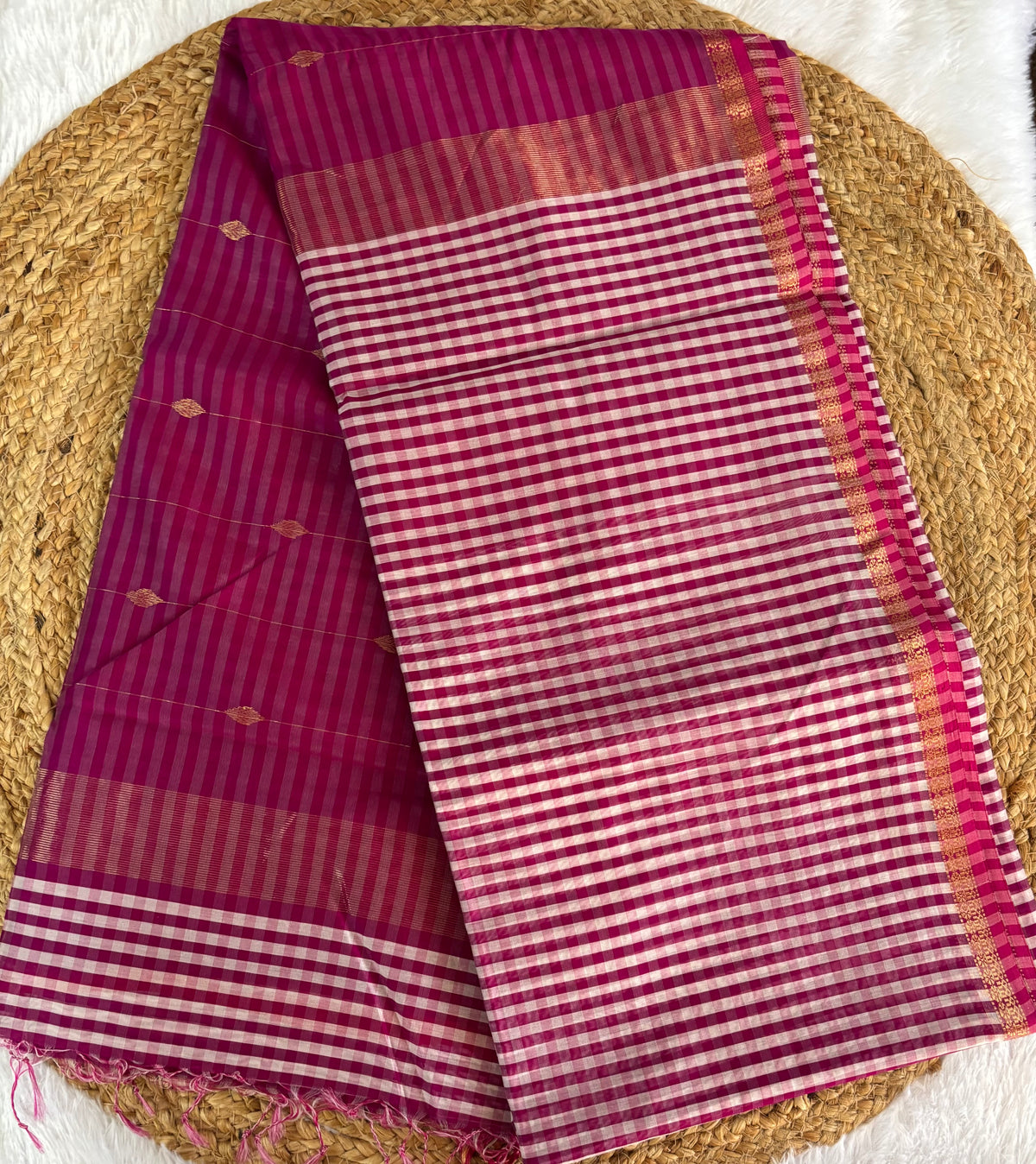 Wine madras checks Maheshwari silk cotton sarees