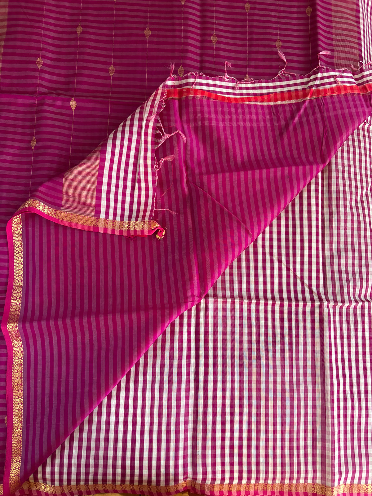 Wine madras checks Maheshwari silk cotton sarees
