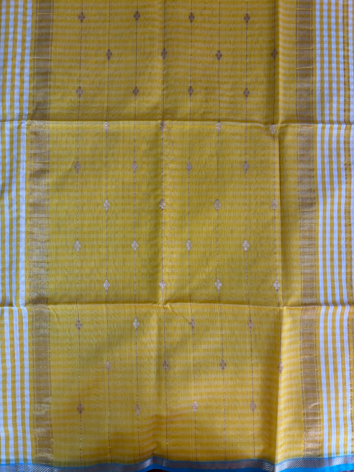 Yellow madras checks Maheshwari silk cotton saree