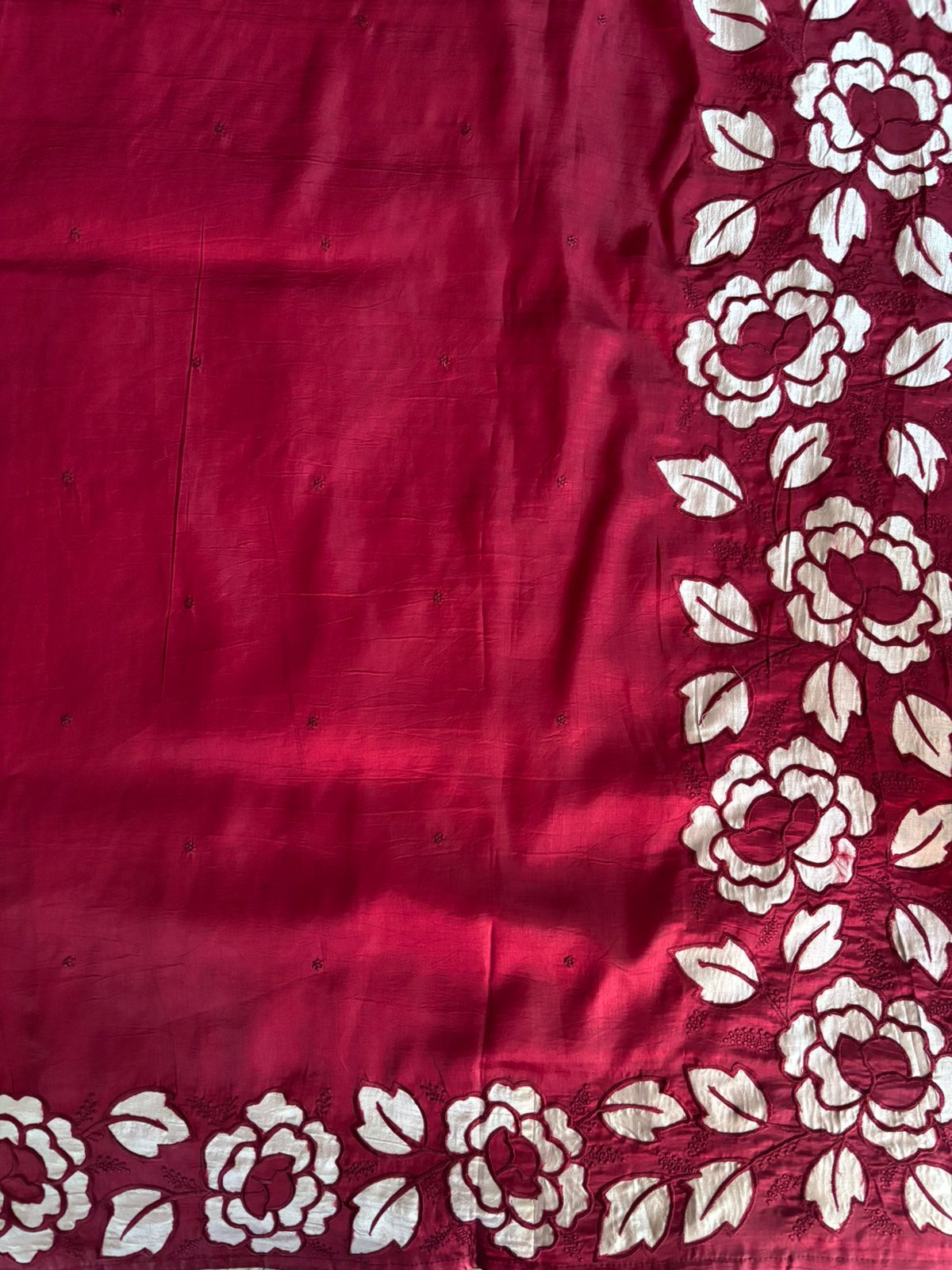 Maroon raw silk saree